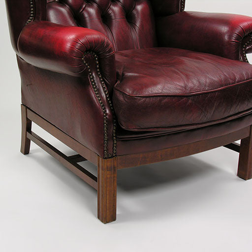 アンティーク家具 チェスターフィールド ウイングバック ソファ 革張り