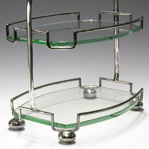 アンティーク雑貨 ケーキスタンド ガラス シルバープレート